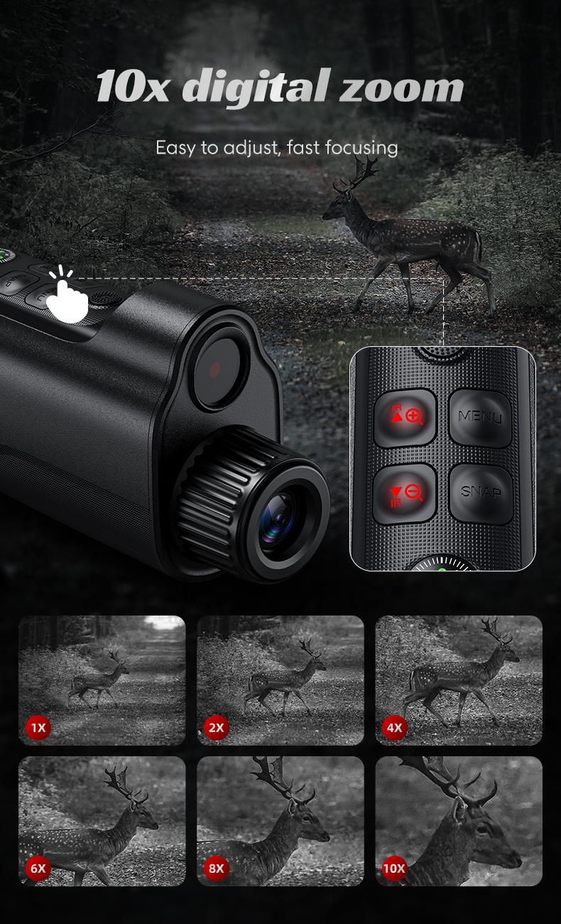 INSKAM 4K Night Vision Monocular with 2'' HD Screen,5000mAh Battery,7 IR Infrared 10X Zoom for Camping Wildlife Observation,Gift for Men Dad Husband