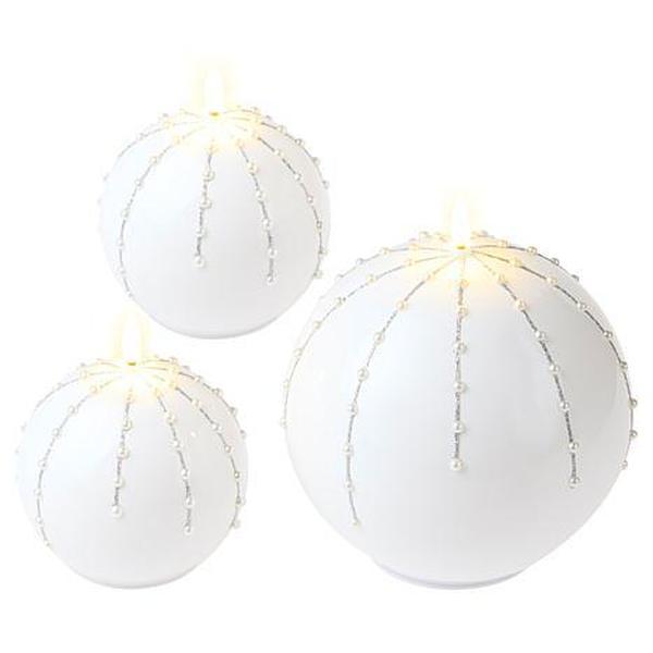 August & Leo Oversized Pearl Ball Flameless Candles Set of 3