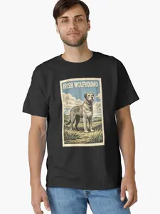 100% Cotton Irish Wolfhound Timeless Landscape Poster Classic T-Shirt S-3XL, Unisex, Made by USA 39R