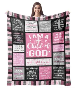DUJO Christian Gifts for Women Blanket 60"x50" - I Am a Child of God Blankets - Inspirational Religious Birthday Catholic Spiritual & Baptism Confirmation Gifts for Girls