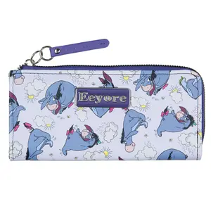 Disney Winnie The Pooh Eeyore Partly Cloudy and Rain Character Design Faux Leather Full Zip Wallet