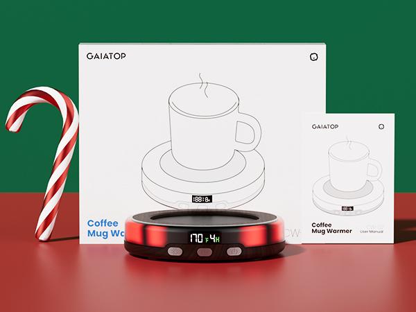 GAIATOP Wooden Coffee Mug Warmer for Desk - 3 Temp Settings 2-9 Hour Timer 3 Romantic Light Modes Digital Display Heating Plate for Beverages Candles Tea Milk & More Coasters Tableware US Type Home   Valentine's Day gift