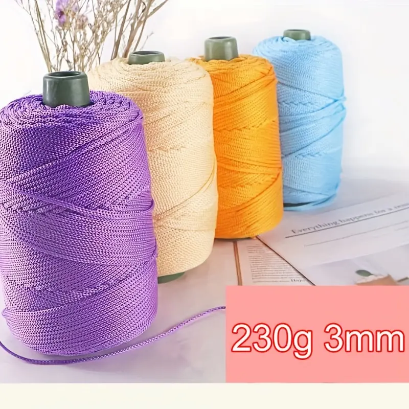 1pc 7.76oz 200m 8661in Crocheting Light Weight Rope Polypropylene Cool Hollow Yarn To Crochet Summer Sun Hat Hand Knitting Thick Threads Hook Bag Hat Cushion