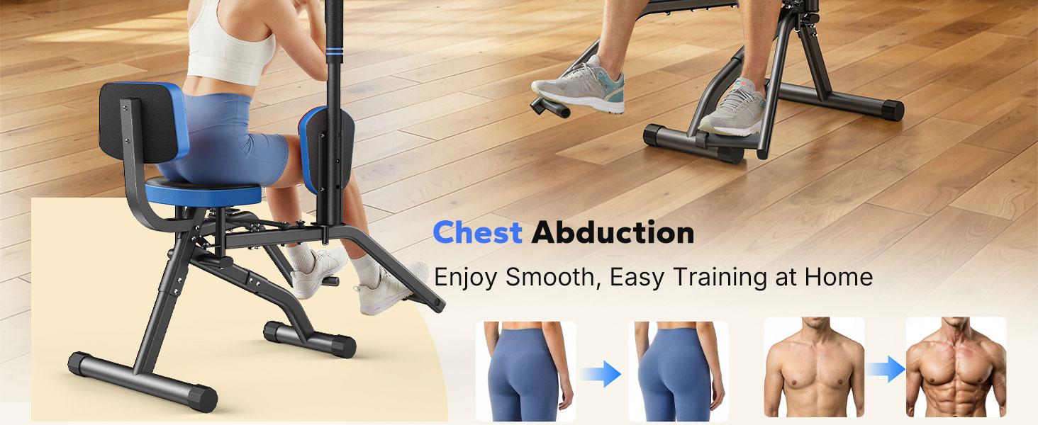 Merach Hip Abductor Machine for Home Gym, Upper Back Exerciser, Adjustable Glute Trainer, Thigh Workout Equipment for Hip Sculpting & Butt Lifting SpringStatements