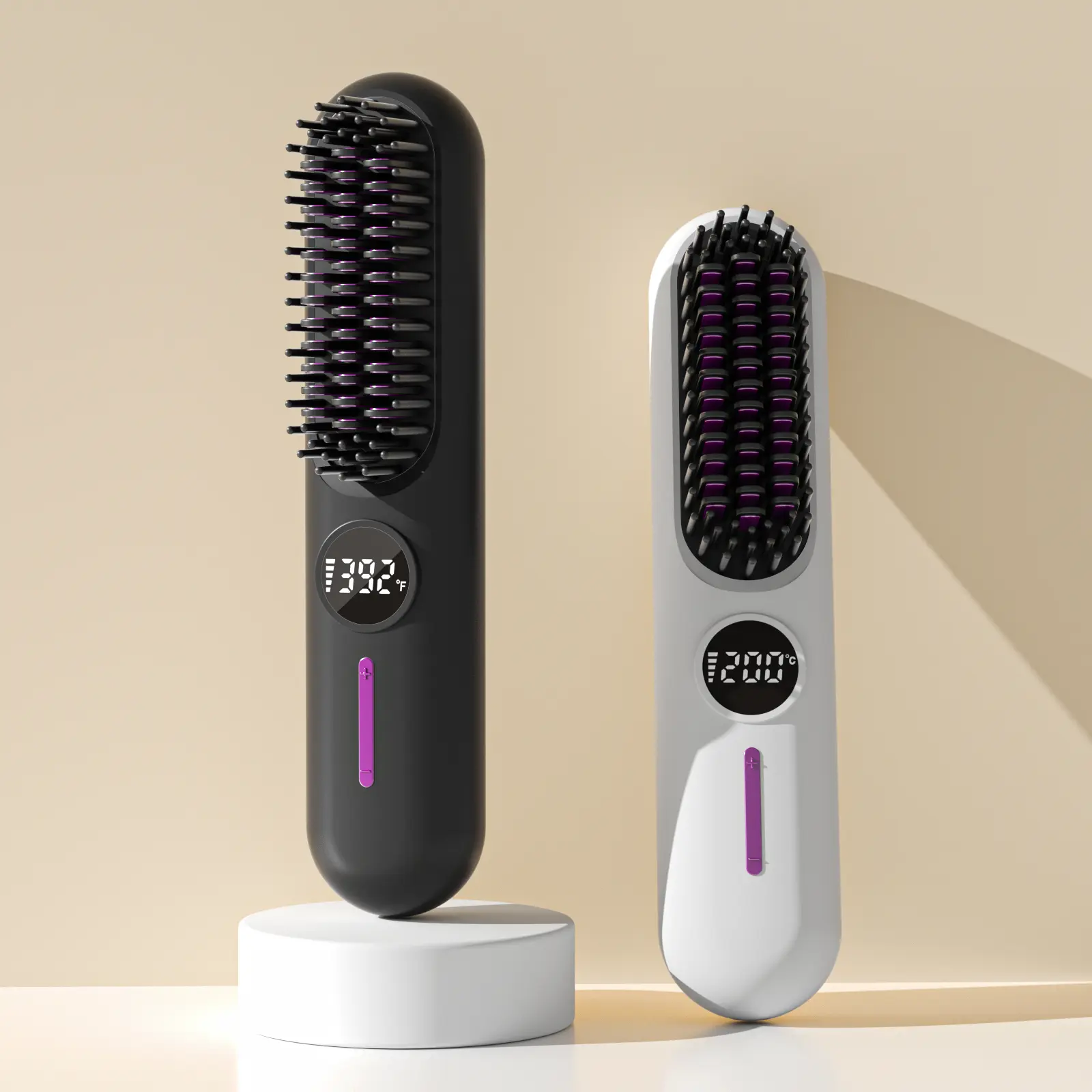 Wireless Hair Straightener Brush for Women, Hair Styling Tool, Portable Mini Ionic Hot Comb, Heated Brush, Thermal Brush Straightener, Dual Function Curler and Straightener, USB Rechargeable, Thermal Straightening Brush, Thermal Styling Brush