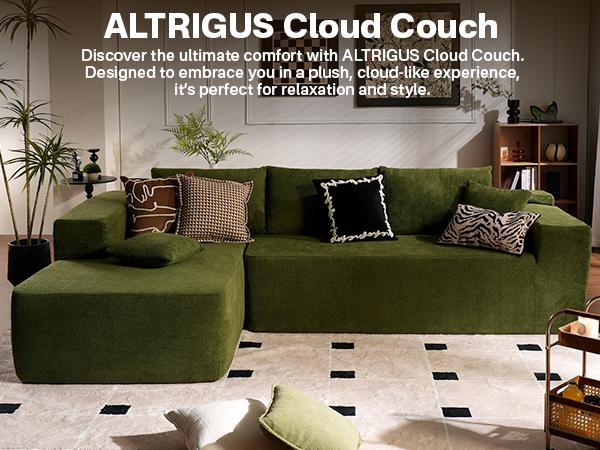 【For Live Deal 】Cushion,Holder ,Match with Ovios 104" Cloud Sectional Couch with L-Shaped Chaise Modern Modular Design, No Assembly Required, Plush Corduroy Cloud Velvet Fabric, 2 Pieces