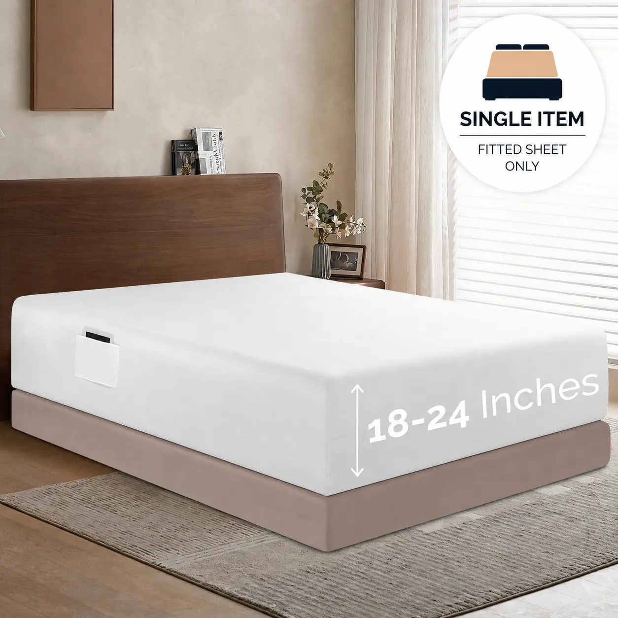 Mocassi 1-Piece Fitted Bedding Sheet - Hotel Quality, Soft Breathable Silky Microfiber, 18-24 in Extra-Deep Pockets for High Mattresses, Bright Shades, Bedding Sheets