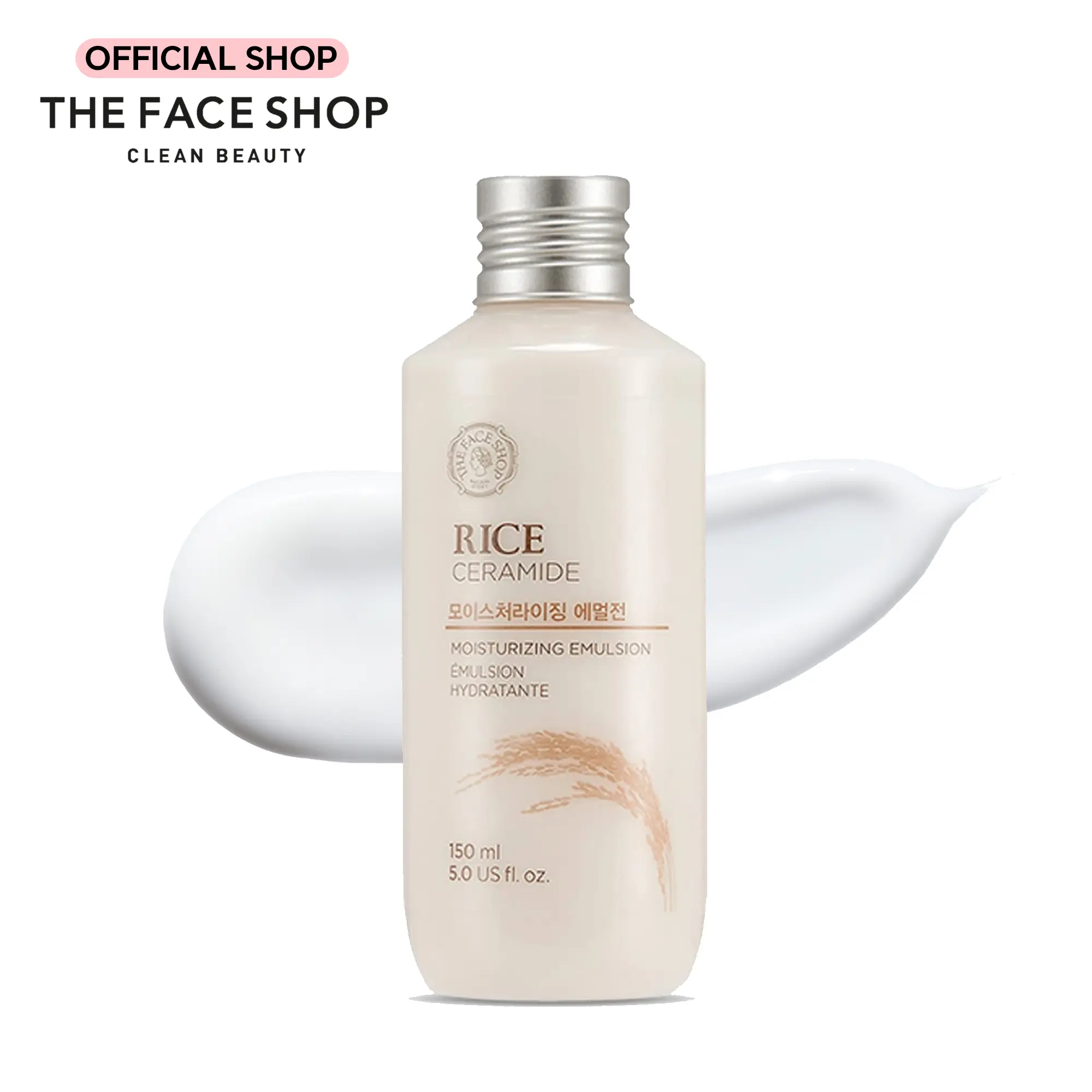 THE FACE SHOP Rice Ceramide Moisturizing Emulsion - Lightweight, Brightening, Hydrating - Strengthens Skin Barrier, Korean Skincare