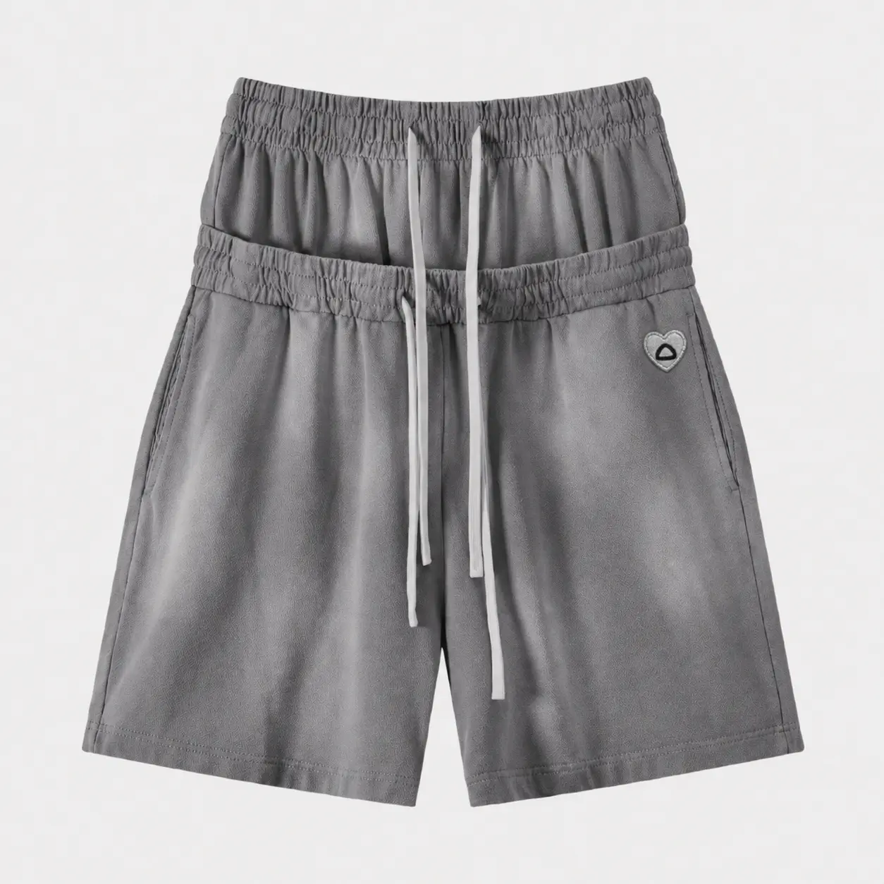 AELFRIC EDEN Men's Streetwear Baggy Fit Washed Cotton Shorts with Adjustable Double-Layer Waistband and Pockets, Fitted, Clothes, Male Clothing, Streetwear Clothing, Basic, Black Shorts, Heart, Plain, Casual, Street Wear
