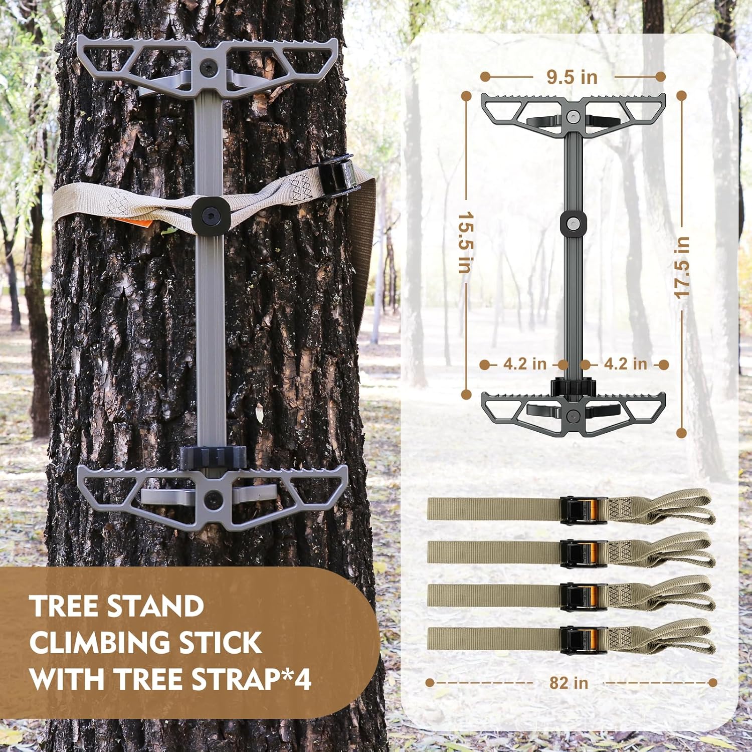 Complete Tree Saddle Hunting Kit, Includes Lightweight Hunting Saddle, 12"x12" Aluminum Platform, 4 Pack Climbing Sticks, Ropes, Bridge & Tether – All-in-One Mobile System for Saddle Hunters