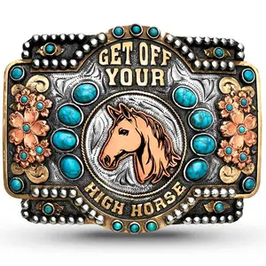 Get off Your High Horse Belt Buckle | Custom Western German Silver Buckle