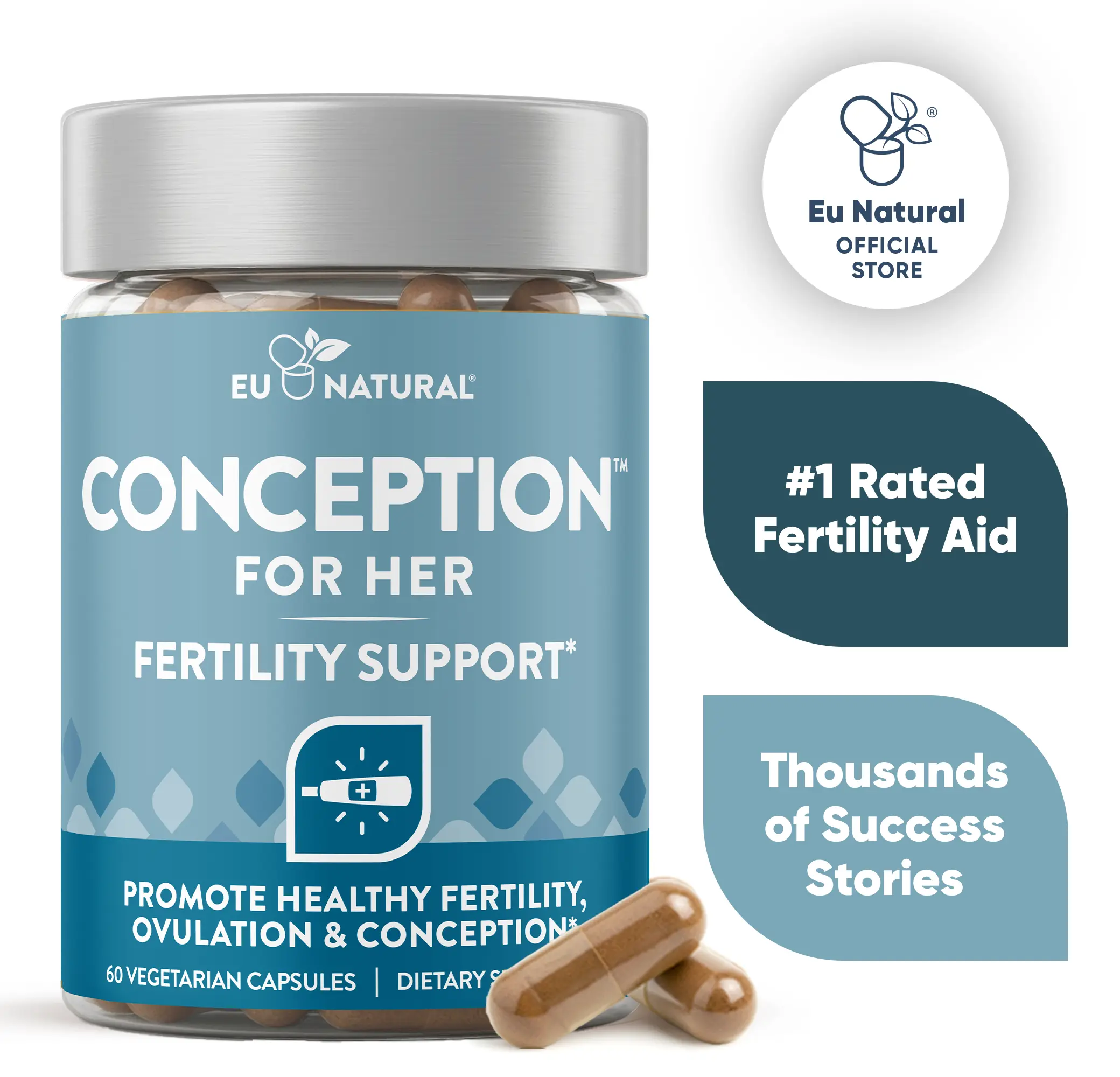Eu Natural Conception for Her Fertility Supplements for Women – Aids Ovulation, Hormonal Balance, & Regular Cycles – Prenatal Vitamin Support with Myo-Inositol, L-MethylFolate, Vitamin D, Vitex