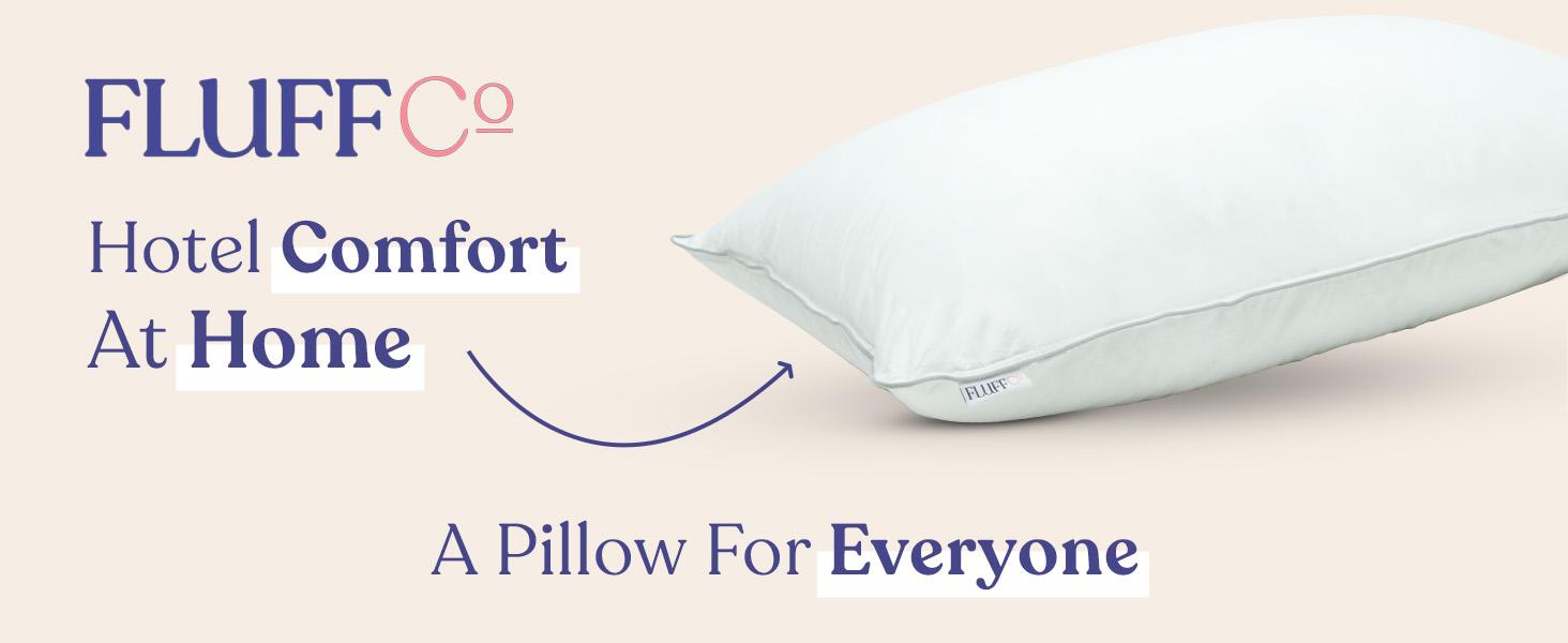 FluffCo Zen Pillow Down Pillow with 600 Fill Power White Duck Down Stomach Sleeper Pillow | Hotel Pillow with 300 Thread Count | 100% Cotton Feather Pillows |Soft Full/Queen Size Pillows 1Pack
