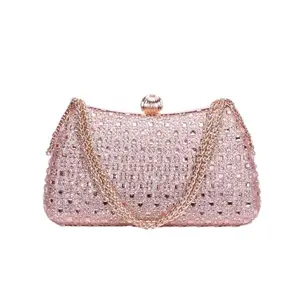 Women's Small Diamond Evening Clutch Bag Crossbody Shoulder Handbag with Adjustable Chain for Party Wedding Dinner Day Out