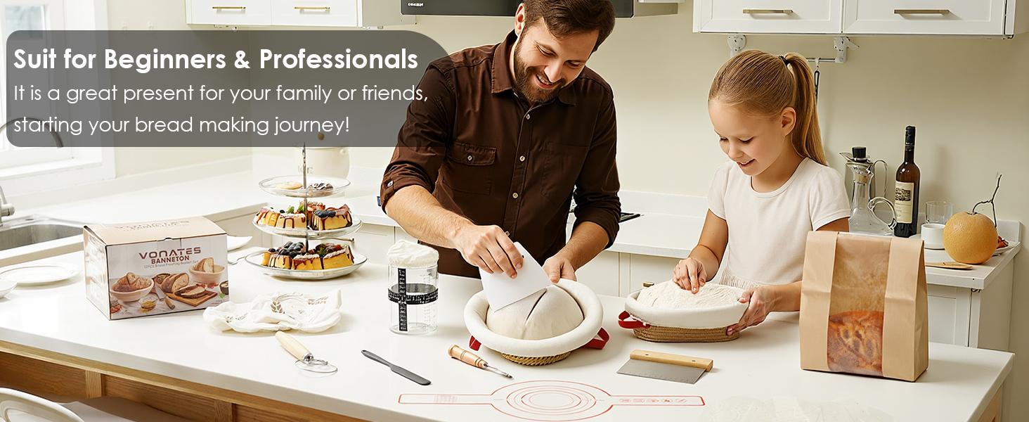 Sourdough Starter Kit, Banneton Bread Proofing Basket, 24oz Glass Sourdough Starter Jar, Sourdough Bread Baking Supplies, Sourdough Proofing Basket, Bread Making Tools (12PCS)