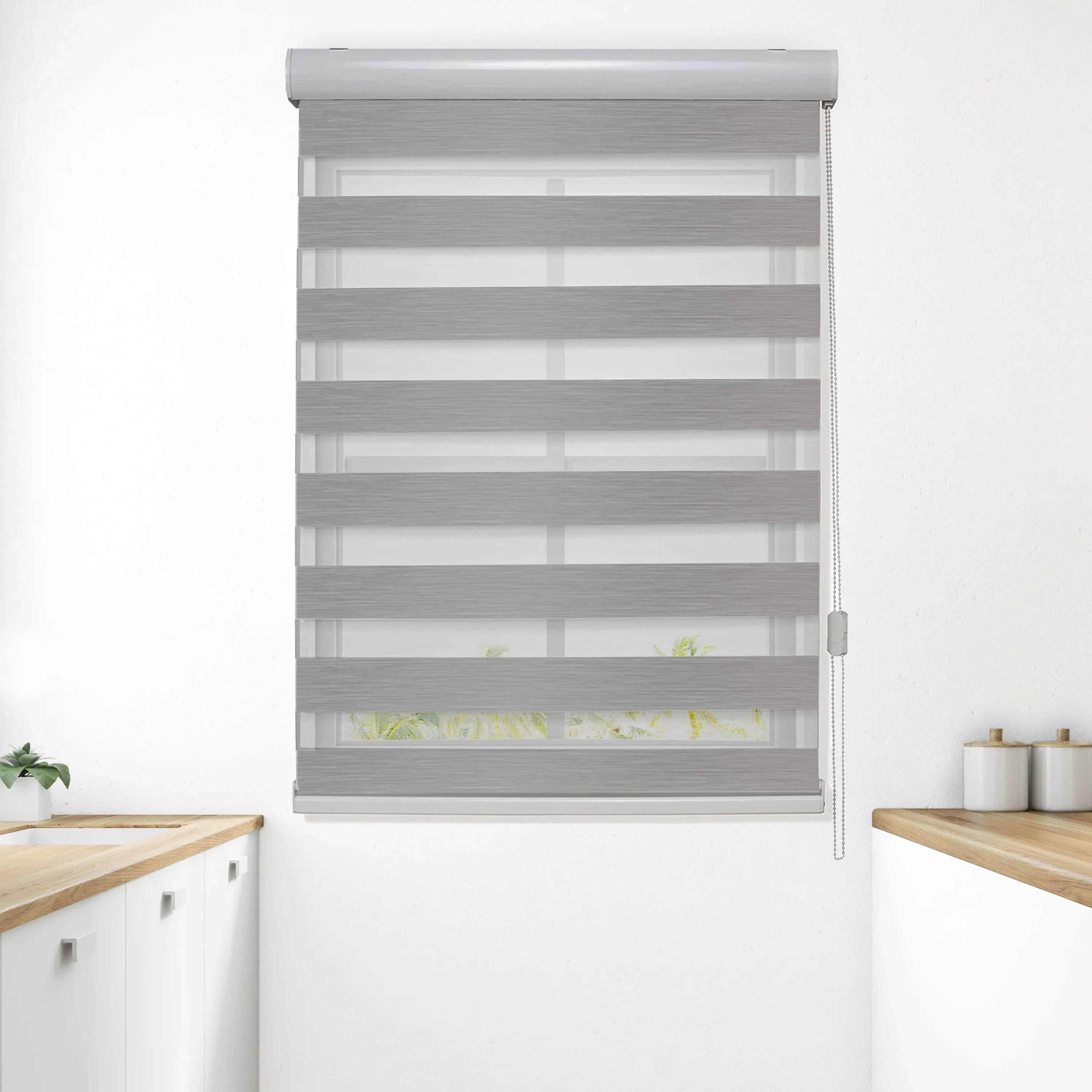 Elegant Comfort Corded Zebra Roller Blinds – Dual Layer Sheer & Blackout Light Control Window Treatment