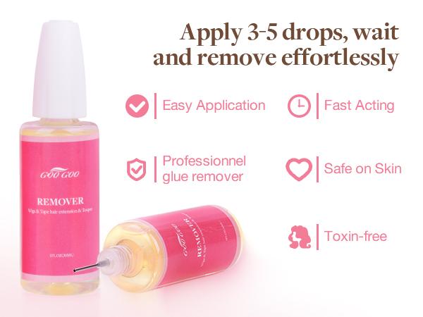GOO GOO Fast Acting Tape in Extension Remover, Wig Glue Remover Professional Salon Quality