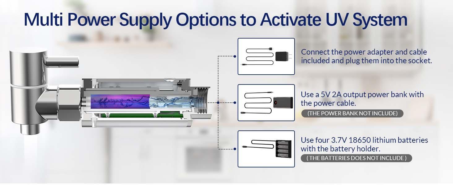 Membrane Solutions /Wakiwaki U3P UV Smart System 2.25-Gallons Stainless Steel Gravity Water Filter Fed Tank with 3 Black Filters