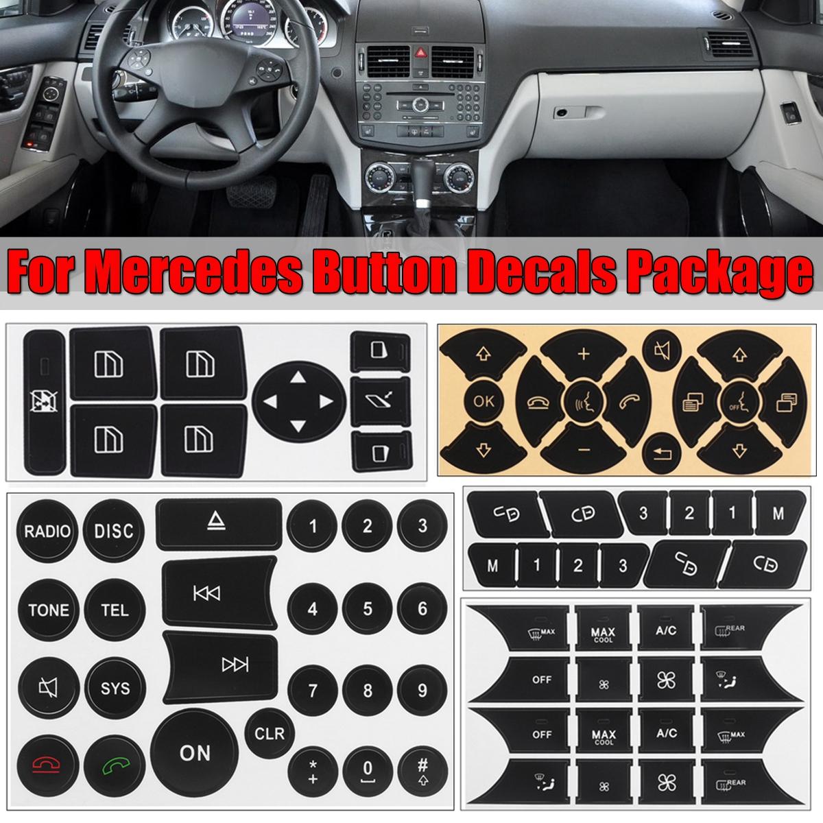 For 2007-2014 Mercedes Benz Button Repair Package Steering AC Window Decals Stickers New
