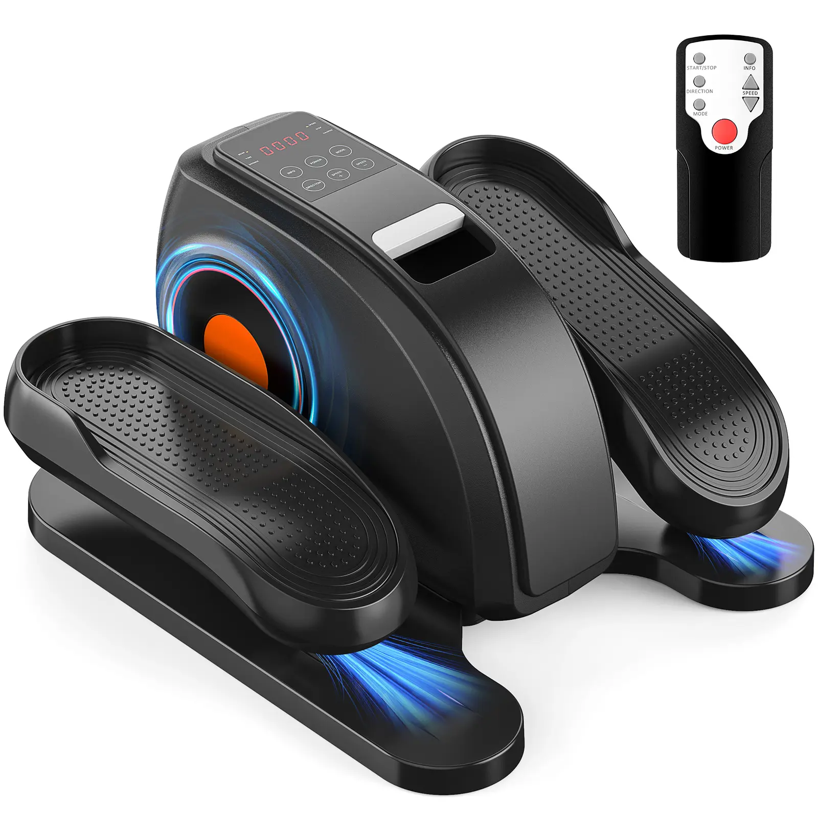 Sweetcrispy Under-Desk Mini Elliptical Machine - Compact Exercise Device Steppers with Antislip Footing, Remote Control, Quiet Mode, Forward/Backward Customizable Modes, Portable Low-Impact for Seniors’ Home Leg Recovery & Cardiovascular Health, Improve C