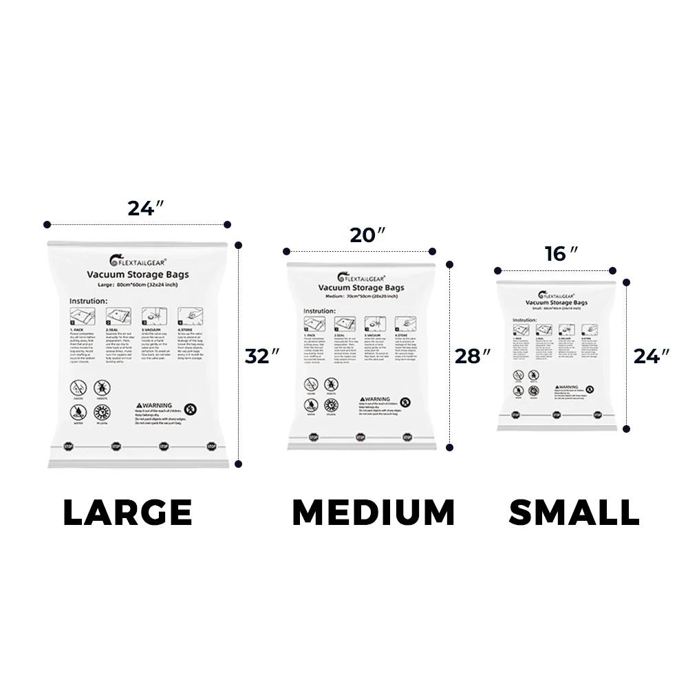 FLEXTAIL Reusable Vacuum Storage Bags Set with Electric Pump, 12 Pack Travel Compression Bags for Carry-On Suitcases & Closets, 4.5kPa 200L/Min USB Rechargeable Pump with Built-in Battery, Space Saver Organiser