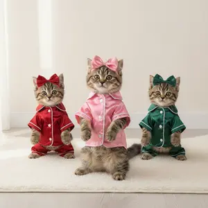 Cute Silk Pet Pajamas With Headband, Calming Anxiety Relief Sleepwear For Small Dogs