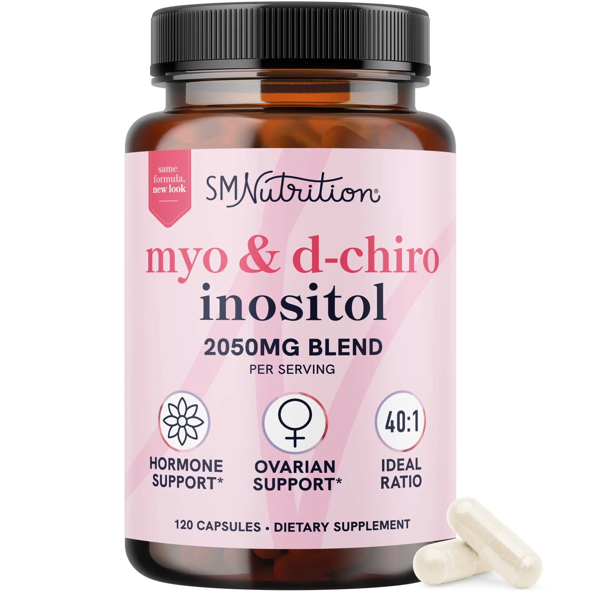SMNutrition Myo-Inositol & D-Chiro Inositol 2000mg & 50mg for Women's Hormone Balance Ovarian Health 40:1 Ratio Vegan Gluten-Free Non-GMO - Dietary, Healthcare
