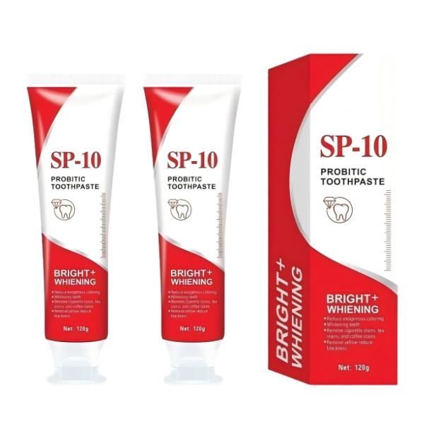 2 PCS SP-10 Probiotic Toothpaste,Enhanced Formula with 10 Probiotics for Teeth Whitening,Fluoride-Free, Fresh Mint Flavor