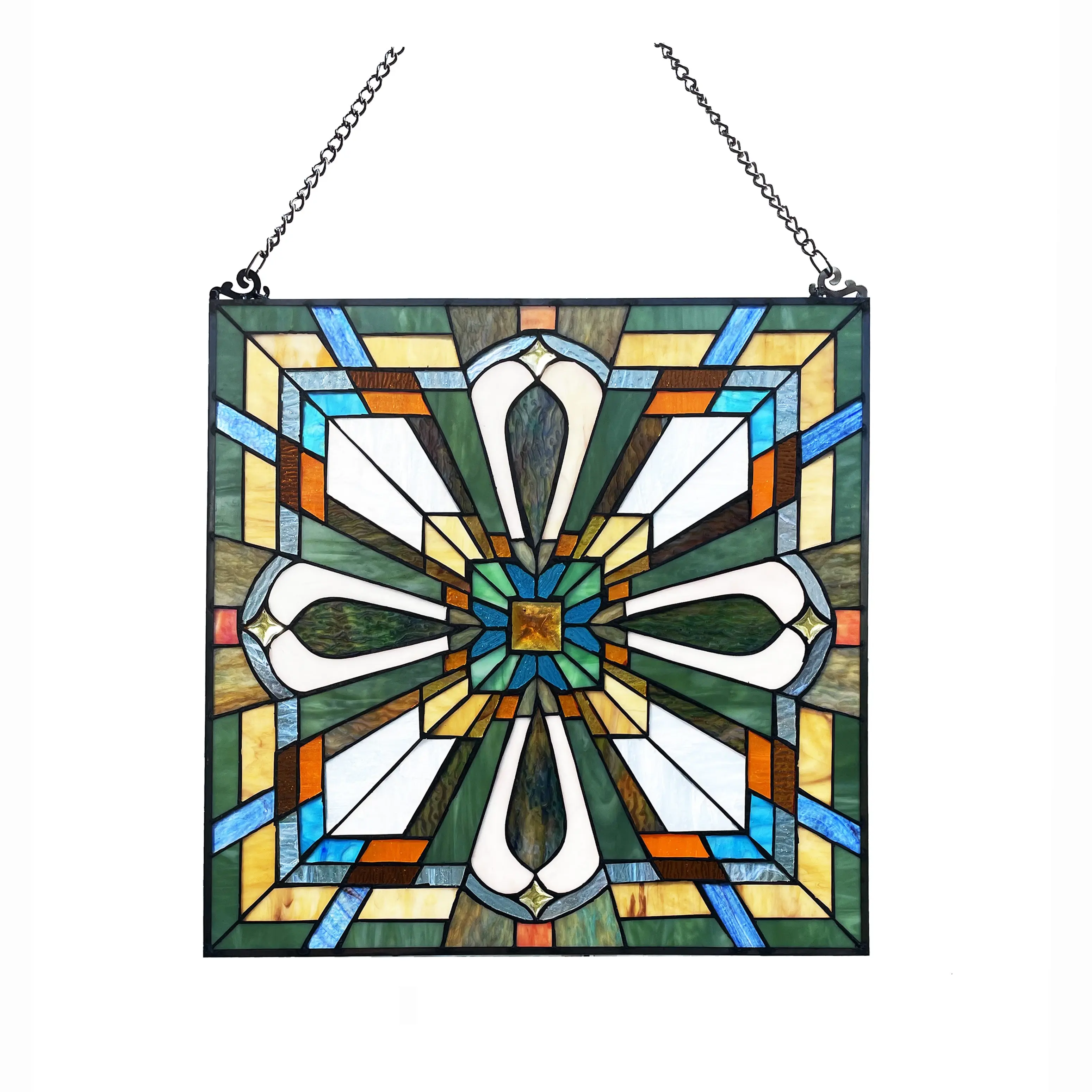 1P450-VM20SQR RADIANCE goods Mission-Style Stained Glass Window Panel 20" Wide