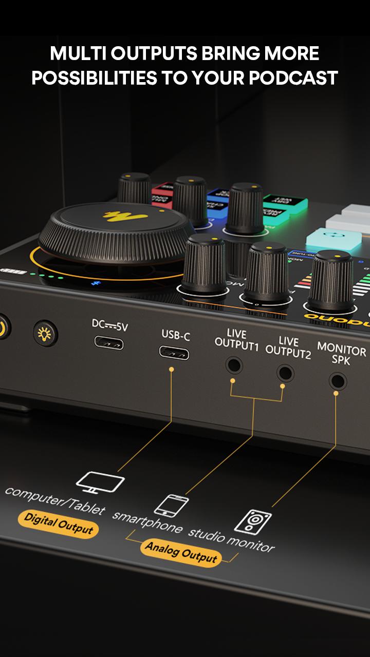 MAONO USB Audio Mixer and Interface For the XLR microphone, the Smartphone Comes with Noise Reduction, Adapter Cable, Bluetooth for Content Creation.