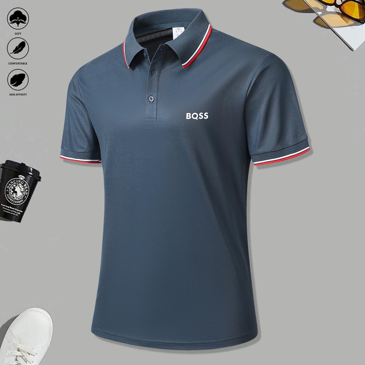 2 men's short-sleeved polo shirts with contrasting stripes make ideal work clothes for casual everyday wear and a great gift option for men's formal shirts.