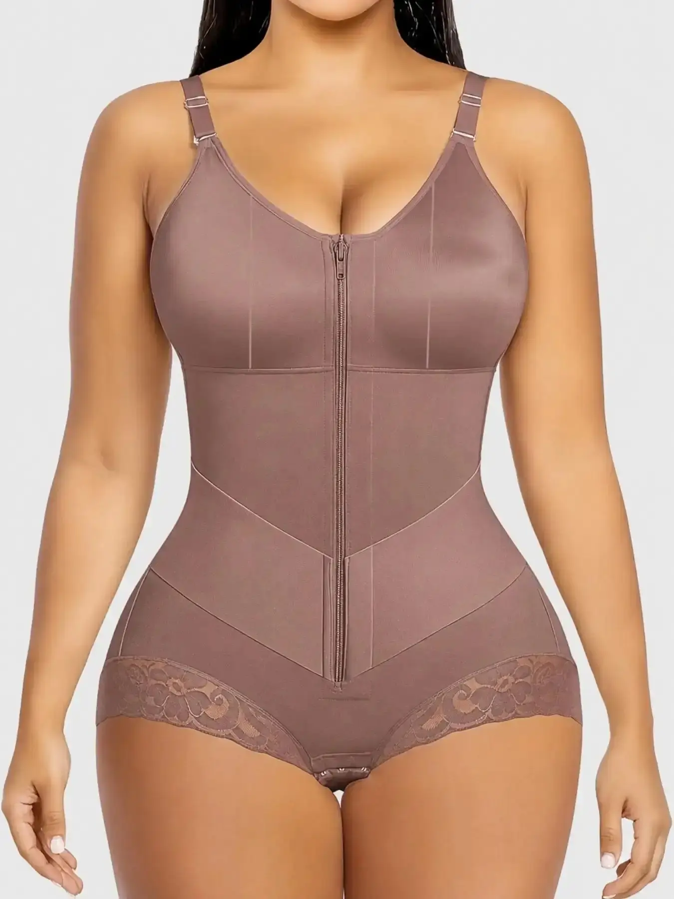 1 Count Women's Butt Lifting And Tummy Control Bodysuit, Colombian Shapewear, Fajas, Anti-Slip Shapewear Bodysuit, V-shaped Belt Tight-Fitting Shapewear, Solid Color Compressing Hook Crotch Jumpsuit, Suitable for Parties and Leisure Out Fashion Wear