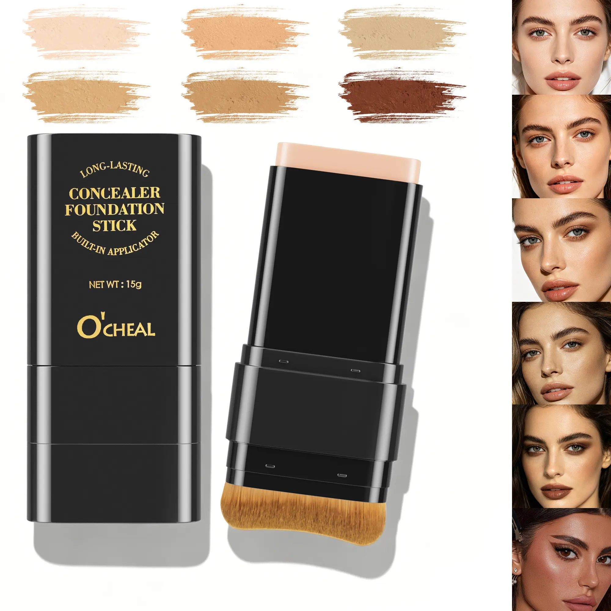 6-Color Dual-Ended Eraser Foundation Stick - Lightweight Beauty Products for Adults, Concealer & Highlighter for Acne Marks, Nose Contour, Uneven Skin Tone, Flawless Finish, Versatile Cosmetic Tool, Daily Gift (Comes with Bottle) #Summervibes