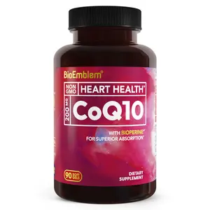 【BioEmblem】CoQ10 with BioPerine 90 Count, 200mg Softgels, Coenzyme Q10 Antioxidant For Energy Production, Heart Health, Fitness Healthcare