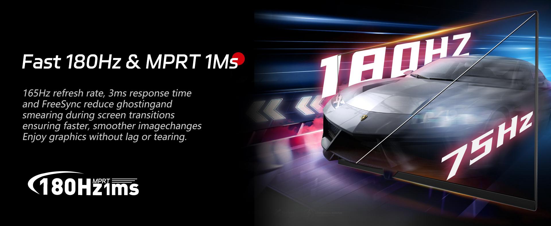 Rehisk 24" Curved Gaming Monitor – 180Hz, 1ms, FHD, FreeSync, Ultra-Slim, HDMI/DP, VESA Ready