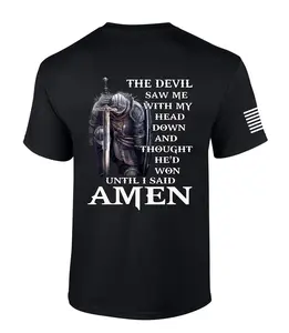 Mens Christian T-shirt Devil Thought He'd Won Short Sleeve T-shirt Fabric Menswear