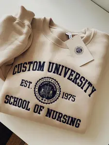 Custom Embroidered University Sweatshirt, College Crewneck