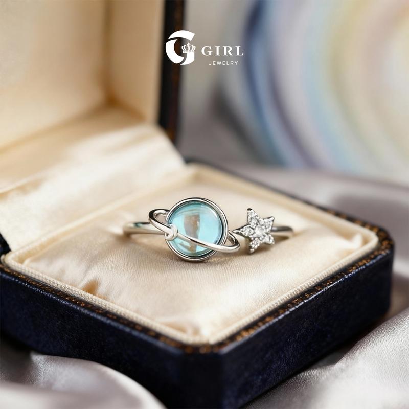 GGIRL To My Daughter - Fidget Ring Anxiety Meditation Ring for Women Star And Moon Rotatable Ring Holiday Haul Gift For The Daughter Witchy Jewelry Fashion Jewelry Gift for Holiday Haul Christmas Birthdays Anniversaries