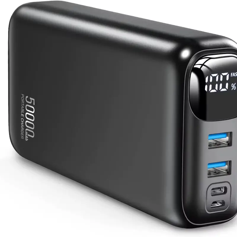 Portable Charger 50000mAh Power Bank 22.5W Fast Charging External Battery Pack LED Display USB-C for iPhone 16 15 14 13 Pro Android Samsung Galaxy