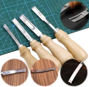 4Pcs Leather Edge Skiving Beveler Tool Set- Multi-Purpose Leather Trimming Tools,Wide Mouth Leather Edge Skiving Beveler Tool for DIY Crafts Projects