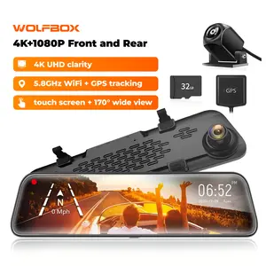 WOLFBOX G840S 12" 4K Mirror Dash Cam with GPS & 32GB Card 3840P Full HD Night Vision Parking Assistance Dual Cameras for Cars Trucks TikTokShopHolidayHaul