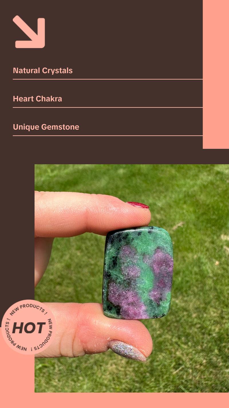 New Moon Beginnings Ruby in Zoisite Slab - Unique Gemstone with Green and Purple Hues
