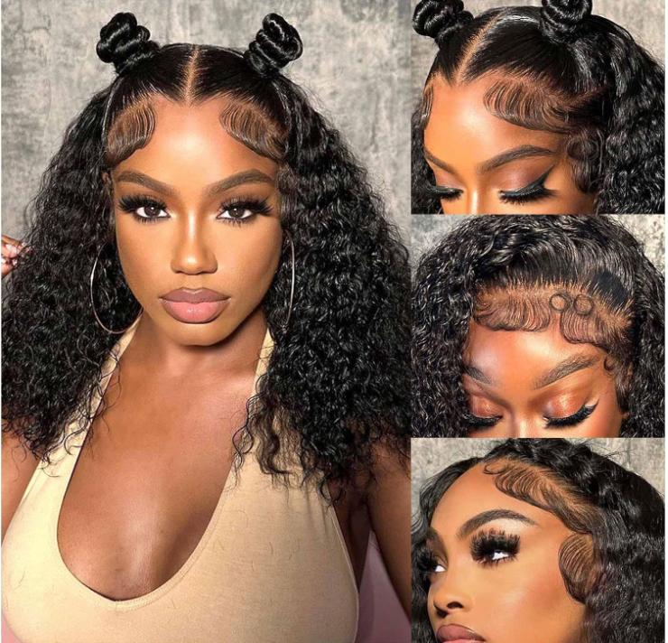 Loyom Deep Wavebob Wig 12A Grade Unprocessed Virgin Brazilian 180% Density HD Curly BOB Lace Front Wigs for Black Women No Shedding Glueless Short Curly Frontal BOB Wigs