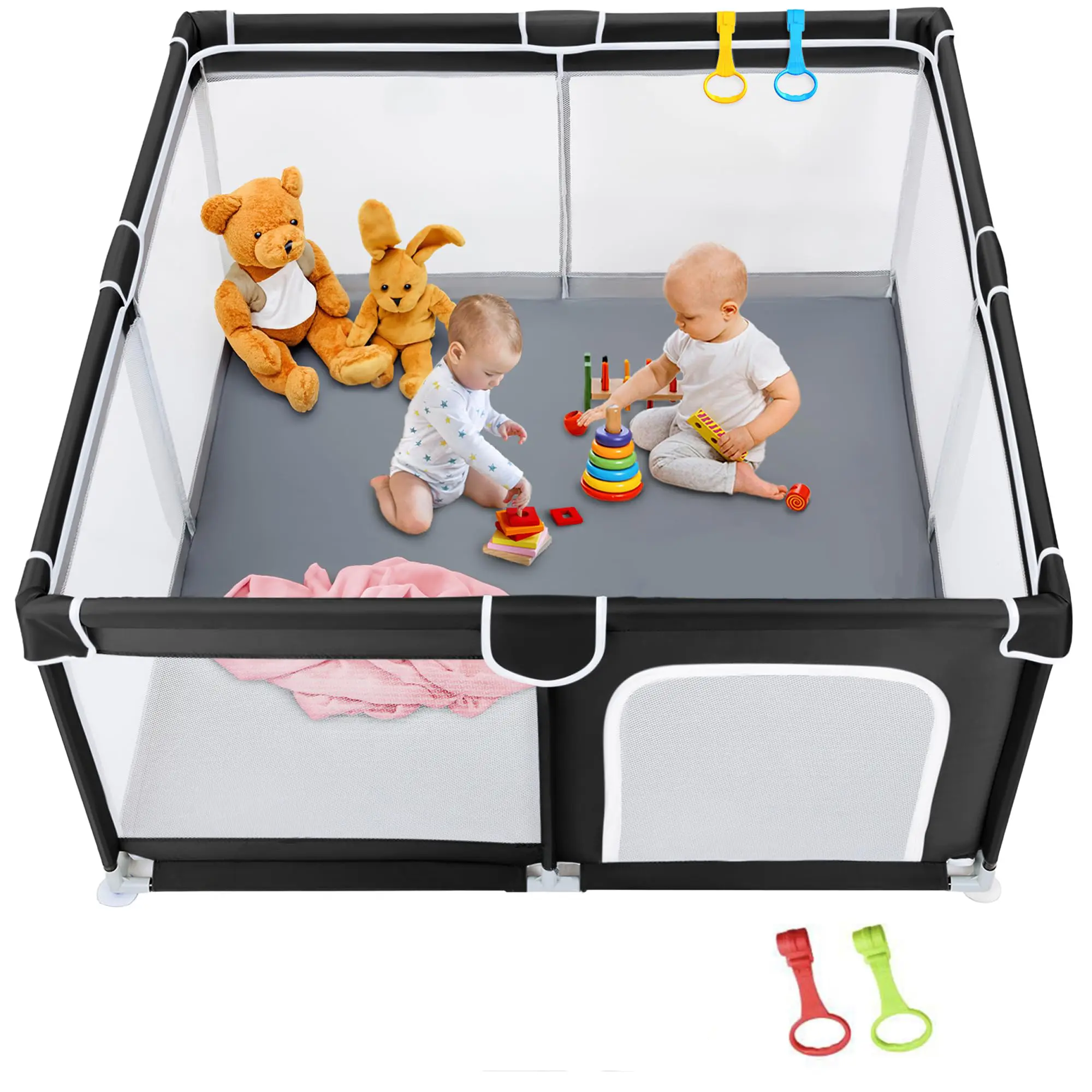 Sturdy Safe Playard for Babies and Toddlers, 50x50 Inch Large Oxford Floor Activity Center with External Zipper Door, Easy Assemble Playard, Fence Kid Playpen, Baby, Playpen For Baby