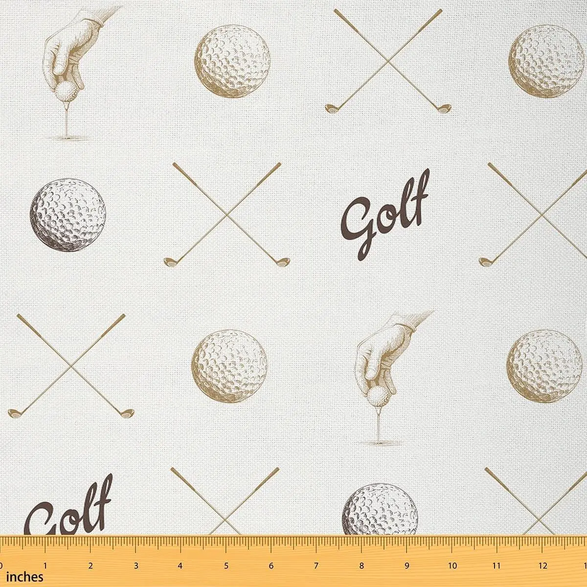 Feelyou Gray Brown Golf Sketch Decorative Fabric by the Yard - Medium Weight Waterproof Soft Polyester Fabric for Home Decor, Quilting Craft, Yard Lengths, Non-Stretch Bolts for Ball Sports Enthusiasts