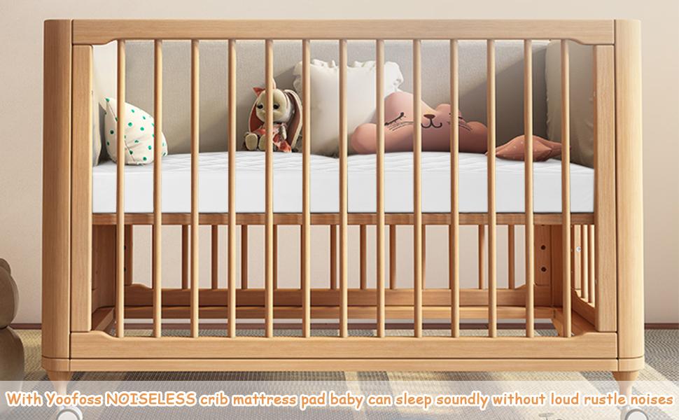 Yoofoss Waterproof Crib Mattress Protector 2 Pack, Quilted Crib Mattress Pad Cover Ultra Soft and Breathable, Machine Washable Toddler Mattress Protector for Standard Baby Crib Size 52''x28''