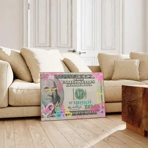 Graffiti $100 Bill Wall Art Print, Urban Preppy Poster, Trendy Money Wall Decor, Modern Preppy Room Art, Room Decor, Unframed