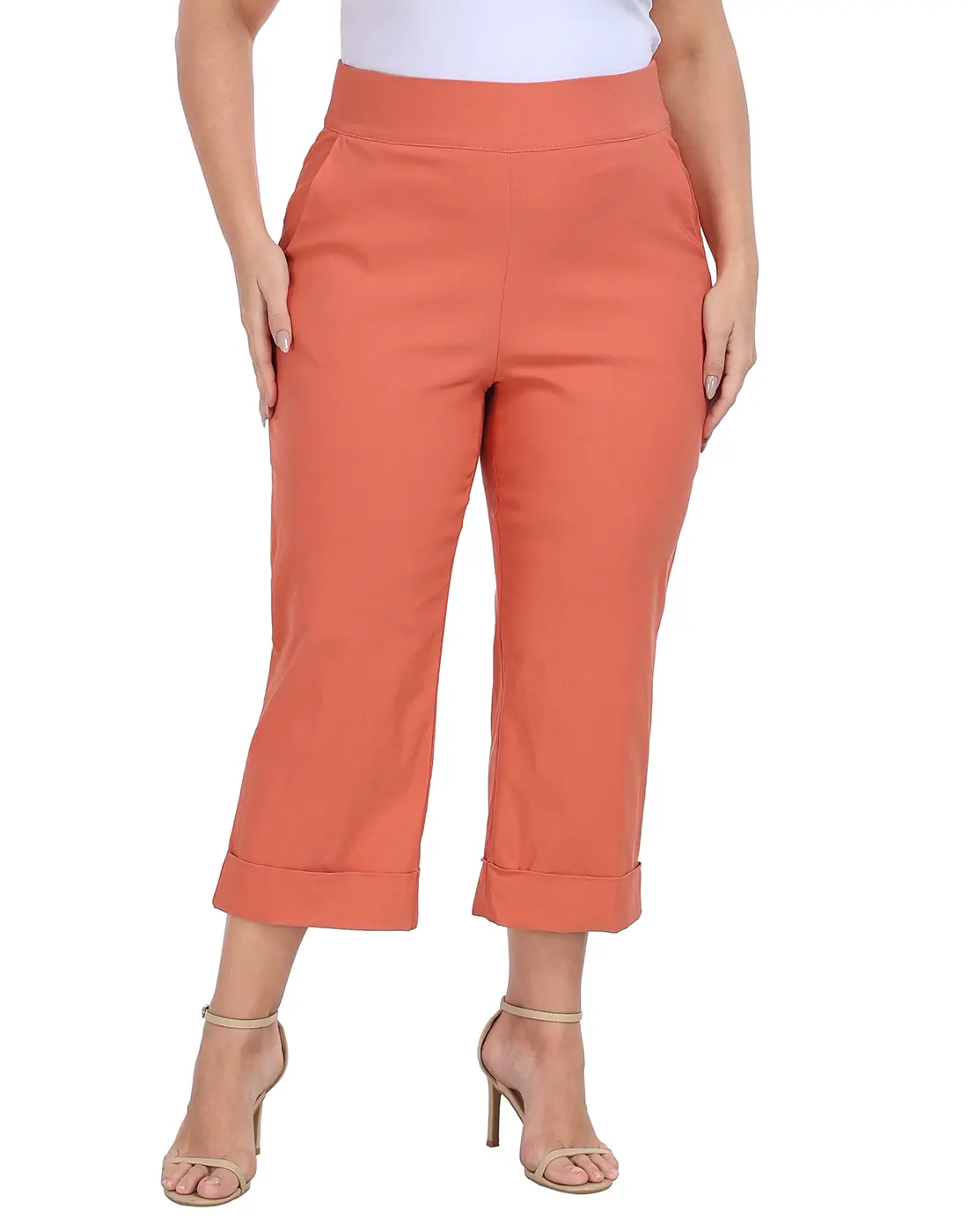 HDE Women's Plus Size (3X) Capri Pants - Pull-On Straight Leg, Tummy Control, Hip-Fitted, Breathable Spandex-Rayon-Nylon Fabric, Pockets, Sporty Chic Office & Golf Bottoms