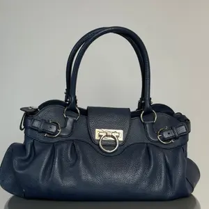 Salvatore Ferragamo Navy Gancini Marisa 21 Handbag