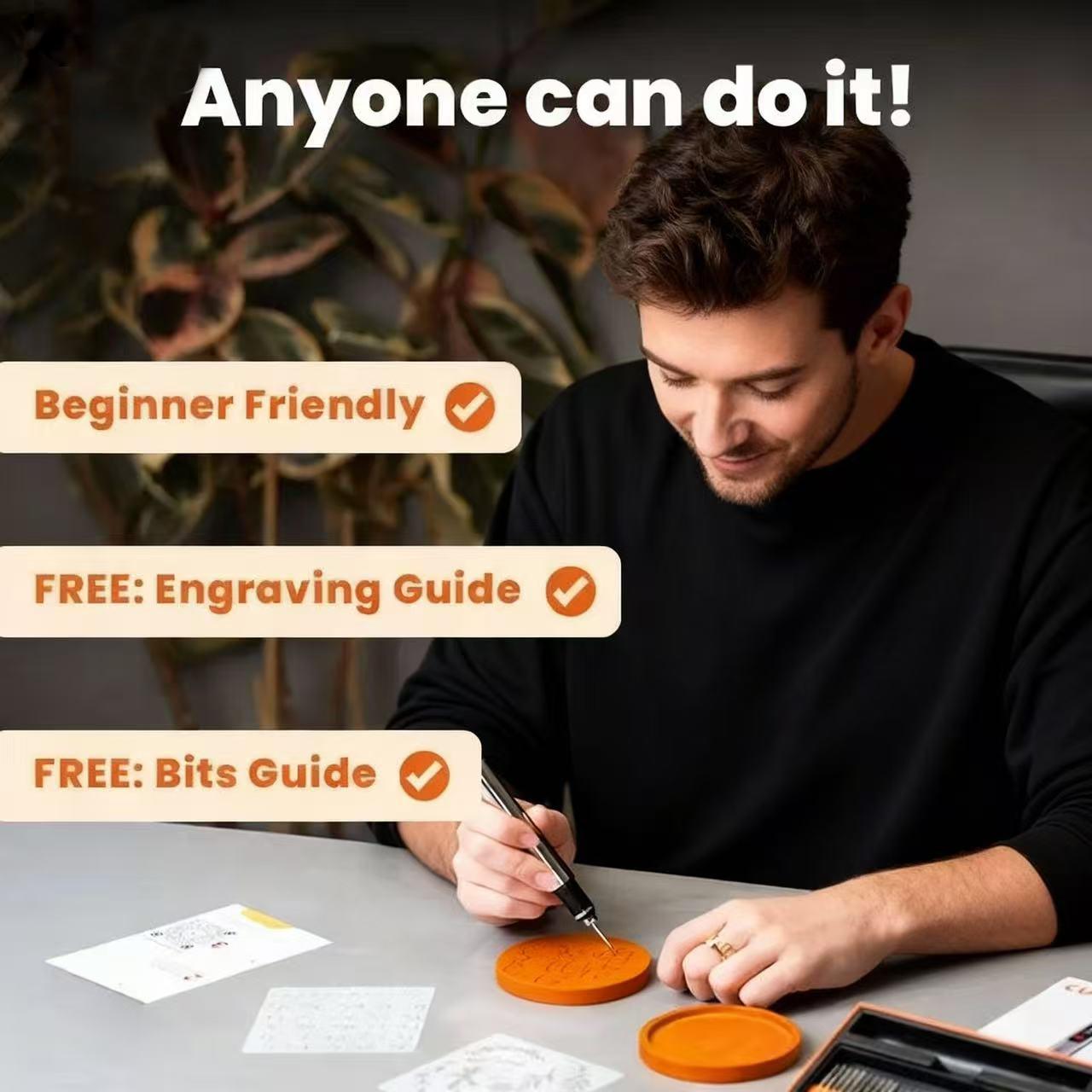 Engraving Pen with 30 Free Diamond Bits | Perfect Mother's Day Gift, Easy to Use, USB-C Fast Charging, 3 Speed 8000-21000 RPM for Personalized DIY Gifts